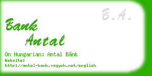 bank antal business card